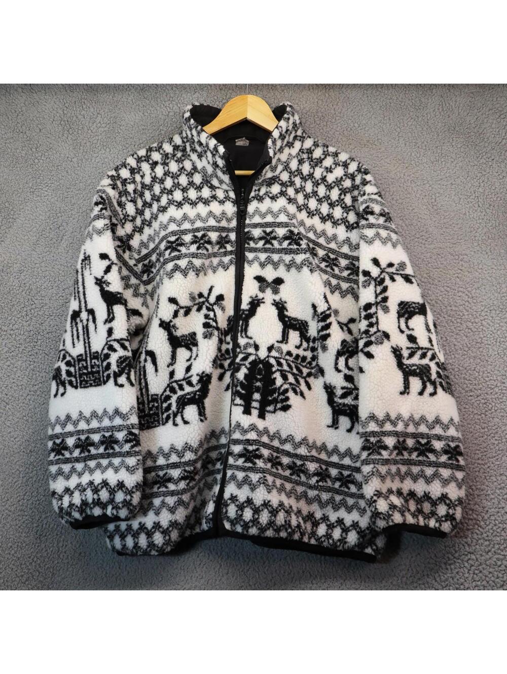 Mulberry Street Jacket Deer Fleece Men Large RN 49469 Vtg
